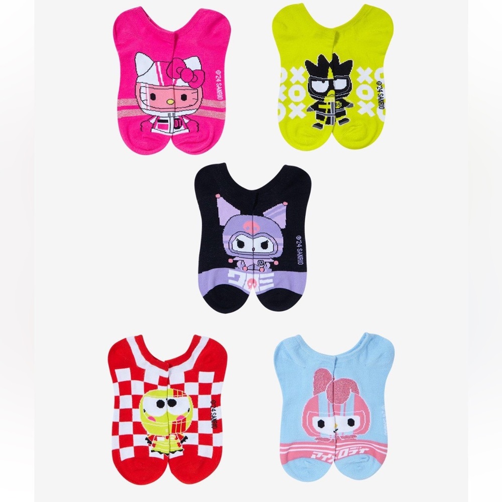Sanrio Hello‎ Kitty & Friends Racer No-Show Socks 5 Pairs Hot Topic